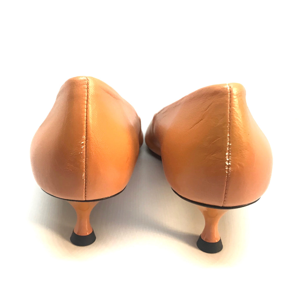 ZARA Orange Leather Pointed Pumps | Brand New |