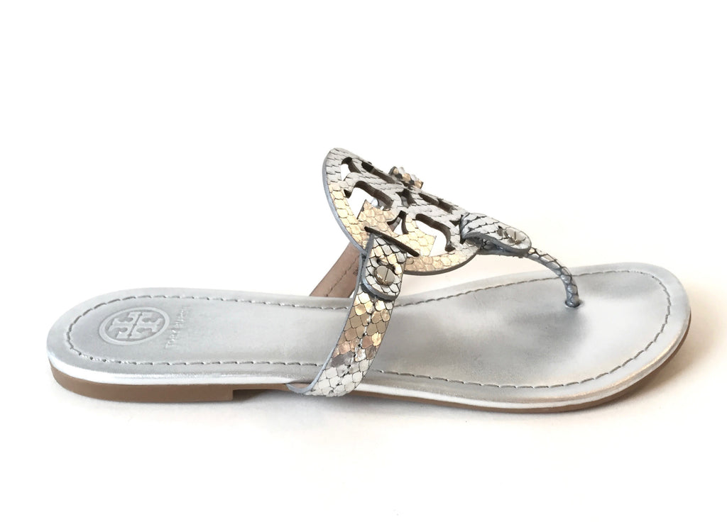 Tory Burch Silver Leather 'Miller' Sandals | Gently Used | - Secret Stash