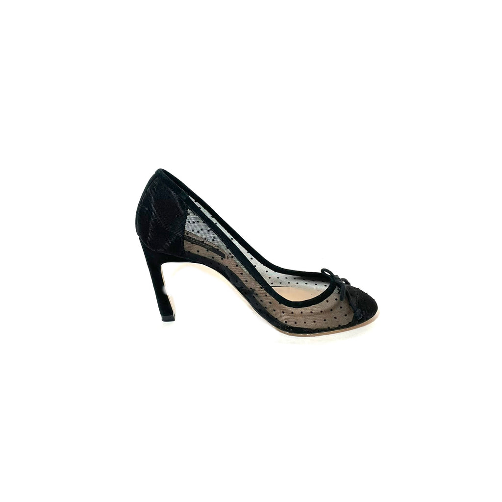 ZARA Black Net Peep-toe Heels | Pre Loved |