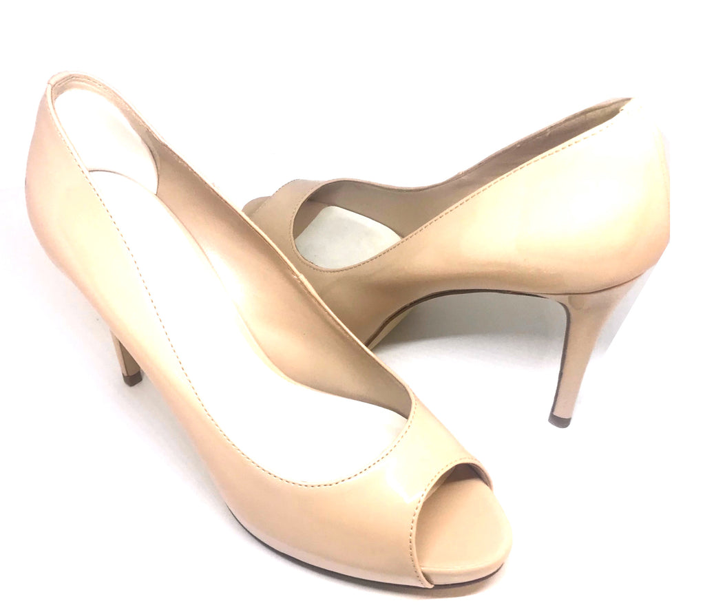 Charles & Keith Nude Patent Peep Toe Heels | Brand New | - Secret Stash