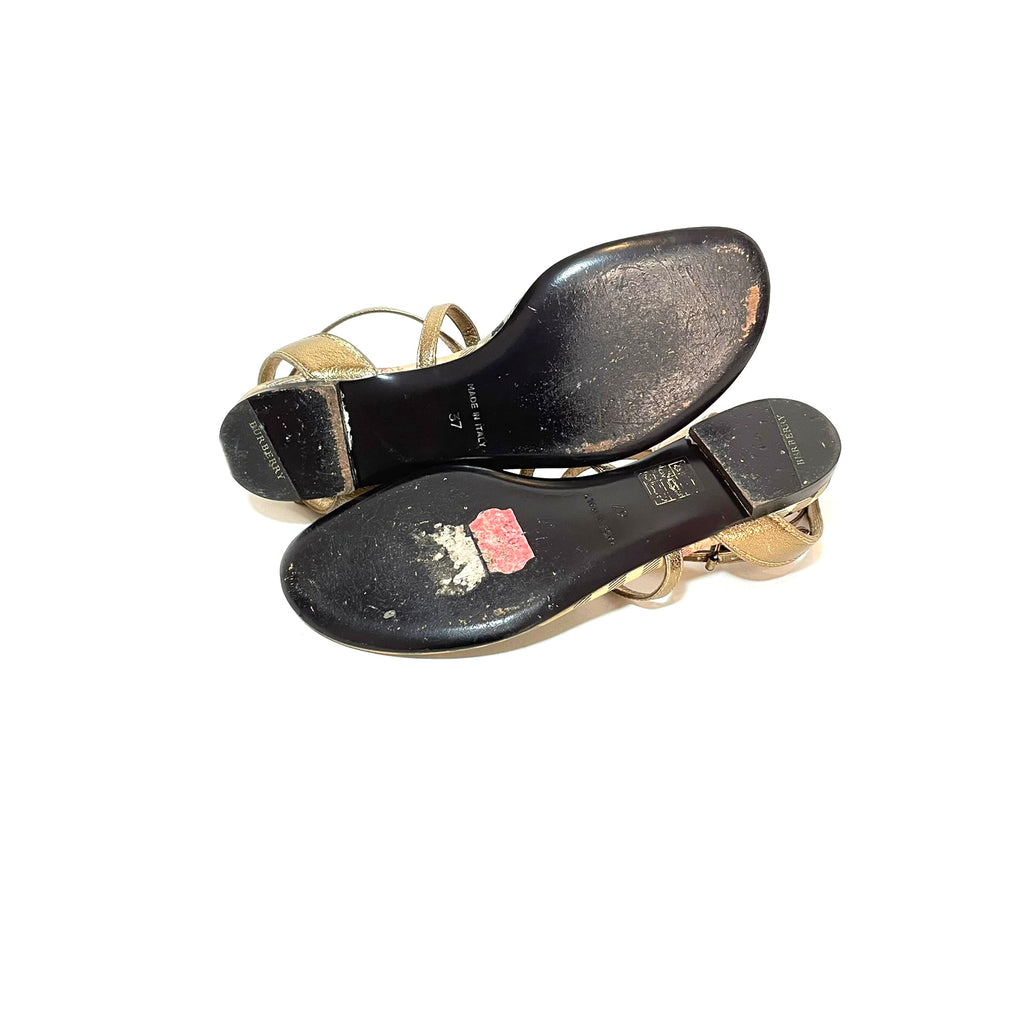 Burberry Gold Haymarket Check Splash Flat Sandals | Pre Loved |