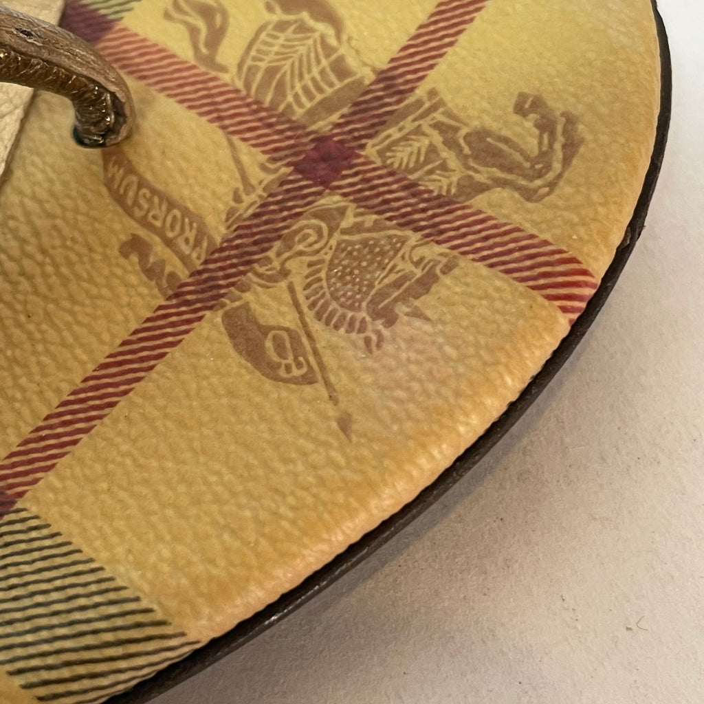 Burberry Gold Haymarket Check Splash Flat Sandals | Pre Loved |