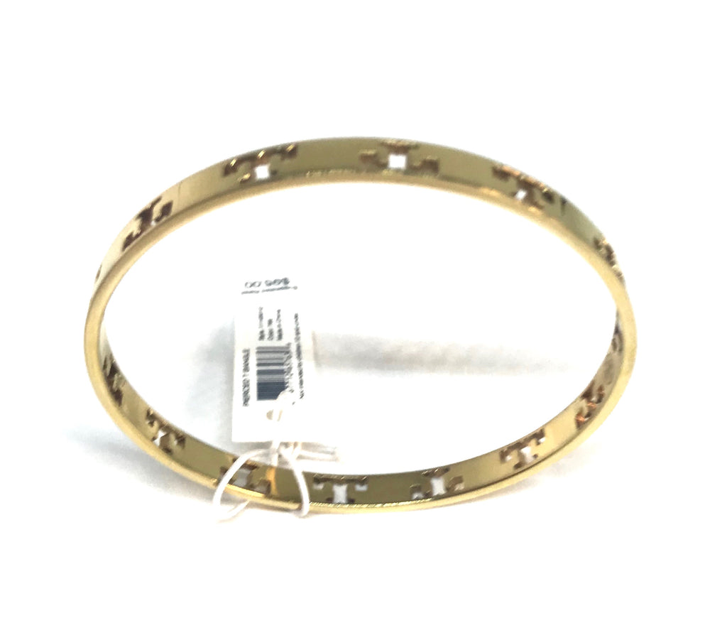 Tory Burch Pierced T Thin Gold Bangle | Gently Used |