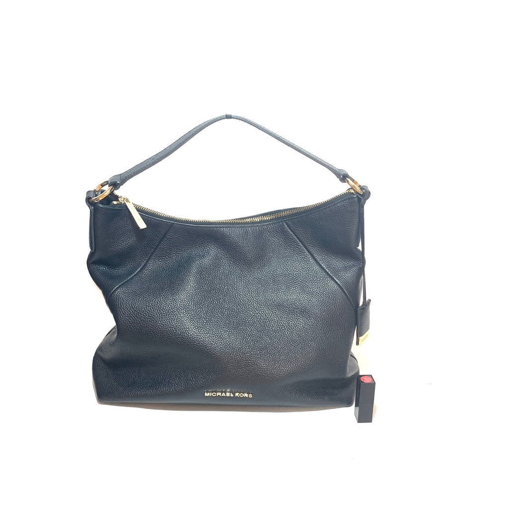 Michael Kors Black Pebbled Leather Hobo Shoulder Bag | Gently Used |