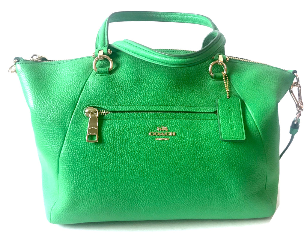 Coach Pebbled Leather Green Tote Bag | Like New | - Secret Stash