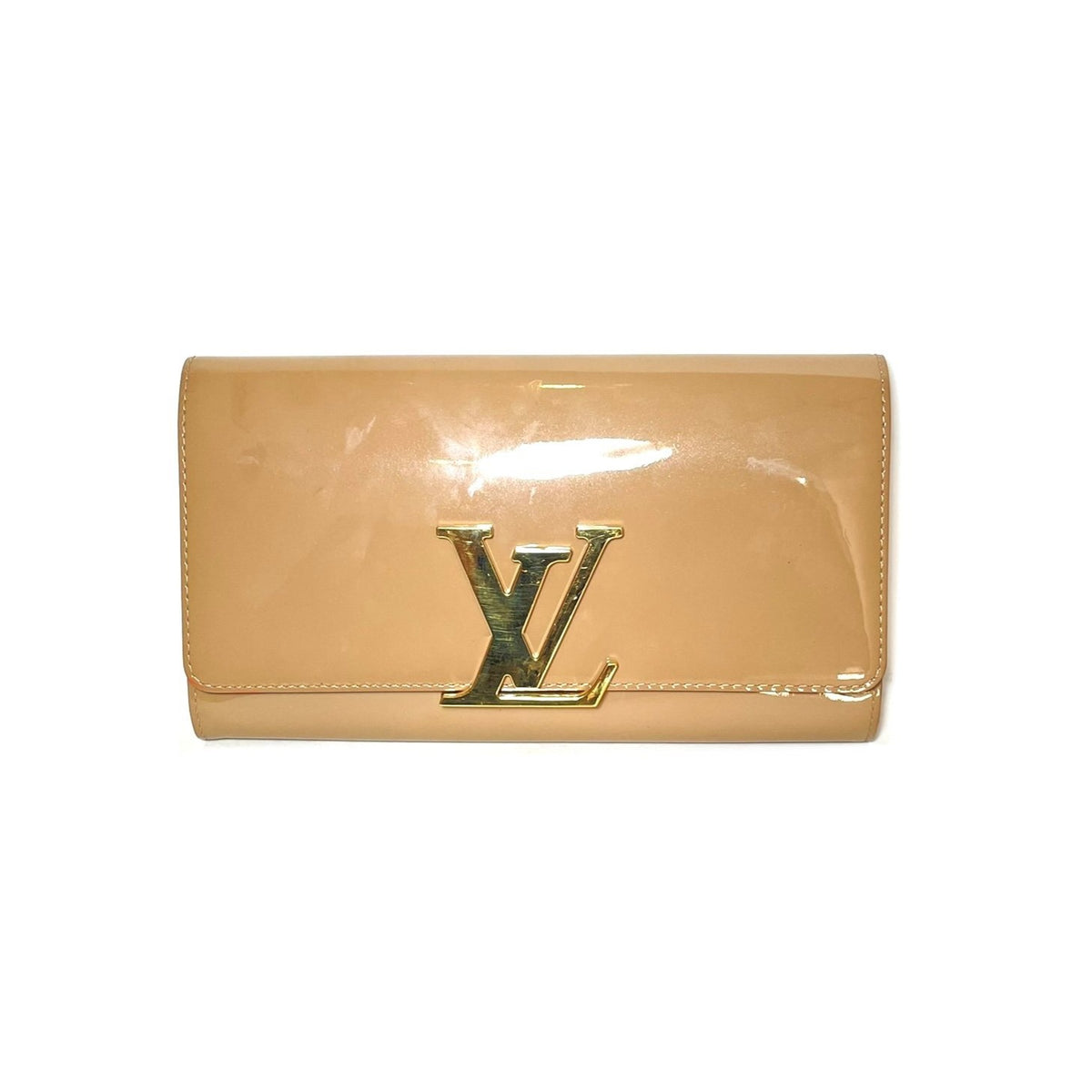 Preloved Louis Vuitton Santa Monica Monogram Beige Vernis Clutch with –  KimmieBBags LLC