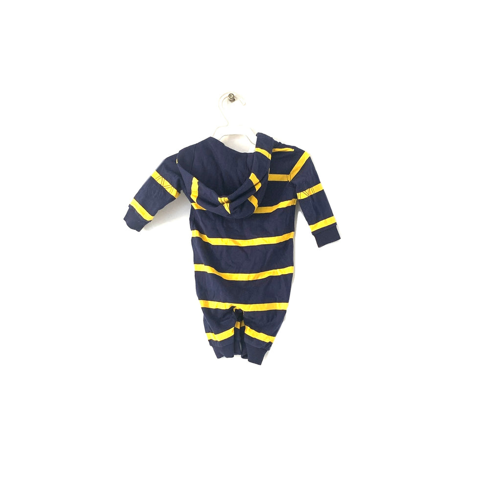 Ralph Lauren Navy & Yellow Striped Hoodie Romper | Brand New |