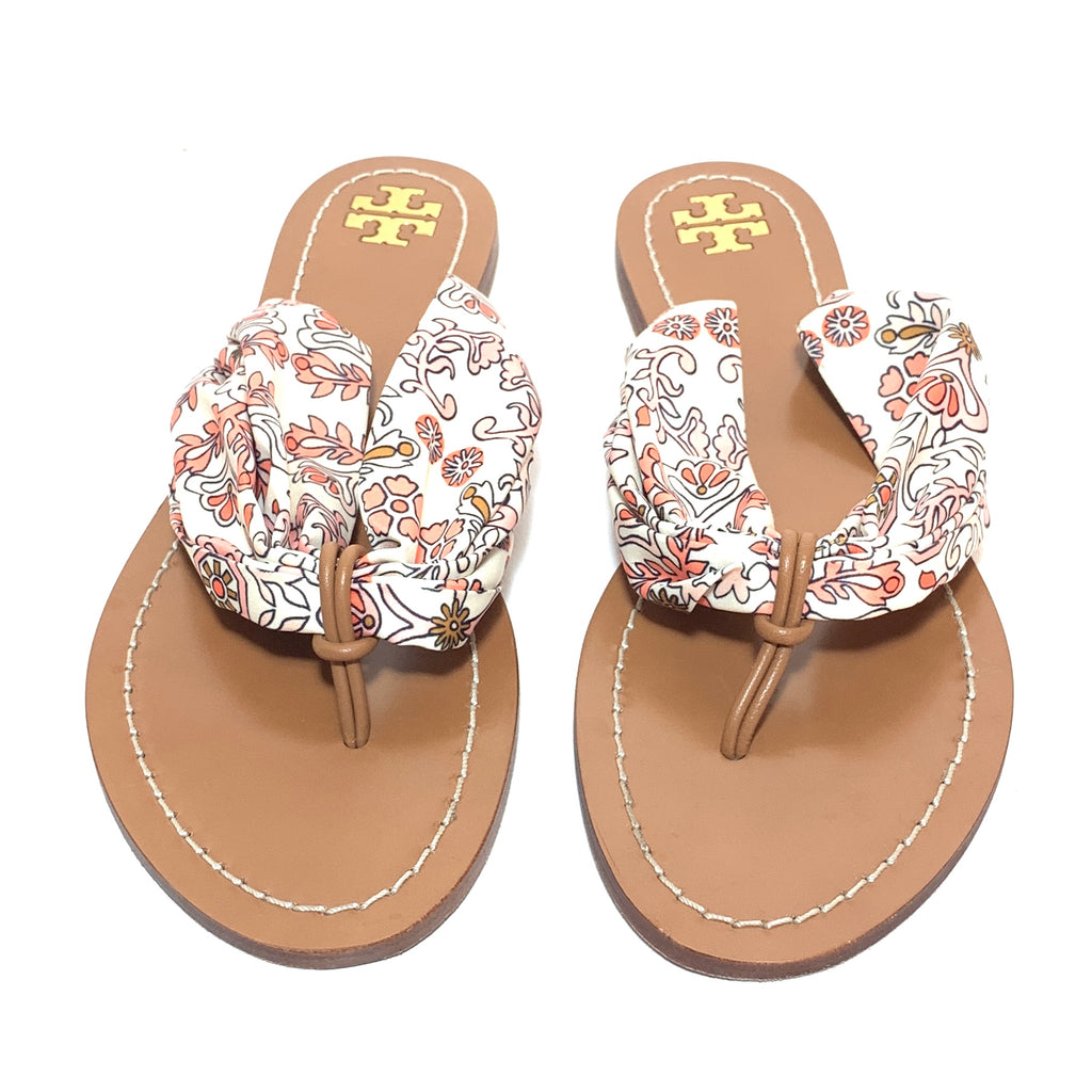 Tory Burch 'Carson' White & Pink Floral Print Sandals | Gently Used |