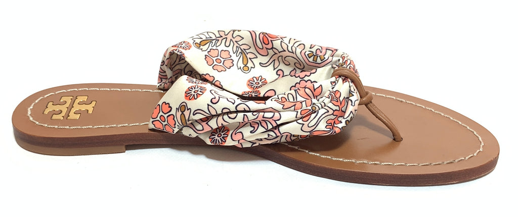 Tory Burch 'Carson' White & Pink Floral Print Sandals | Gently Used |
