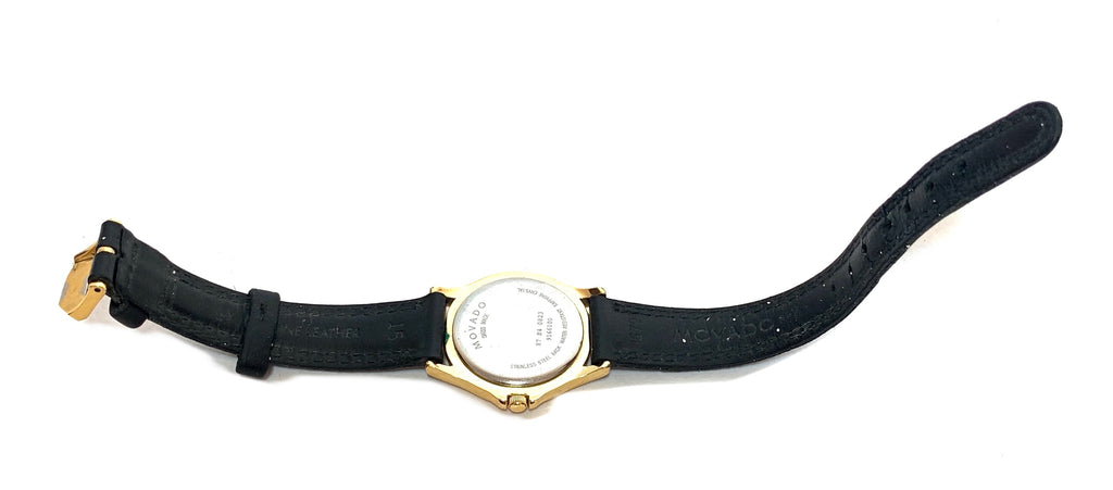 Movado Black & Gold 87 E4 0823 Leather Wristwatch | Pre Loved |