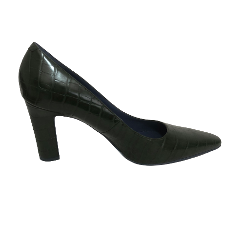 Charles & Keith Army Green Croc Textured Pumps | Like New |