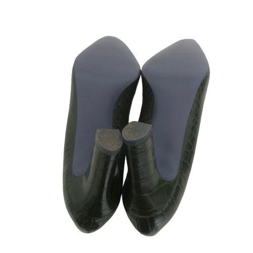 Charles & Keith Army Green Croc Textured Pumps | Like New |