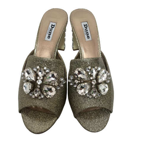 DUNE 'Mauriti' Gold Rhinestone Heels | Pre Loved |