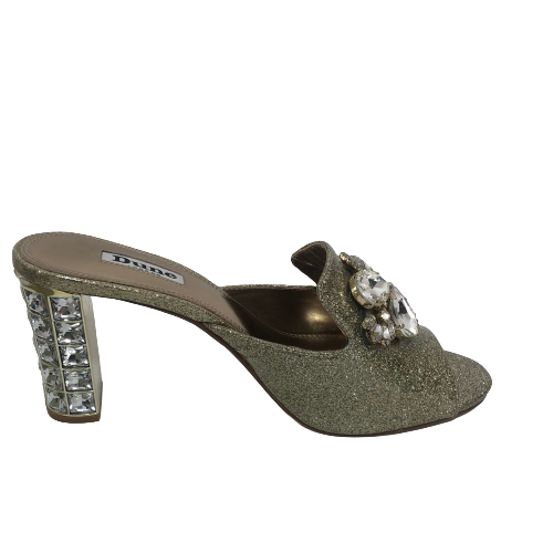 DUNE 'Mauriti' Gold Rhinestone Heels | Pre Loved |