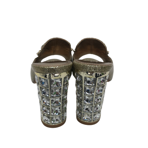 DUNE 'Mauriti' Gold Rhinestone Heels | Pre Loved |