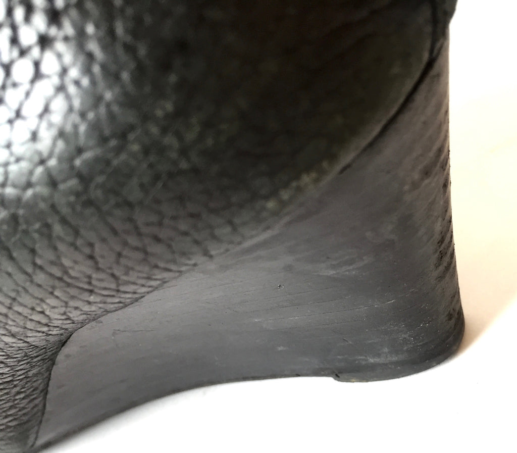 Tory Burch Black Leather Peep-toe Wedges | Pre Loved |