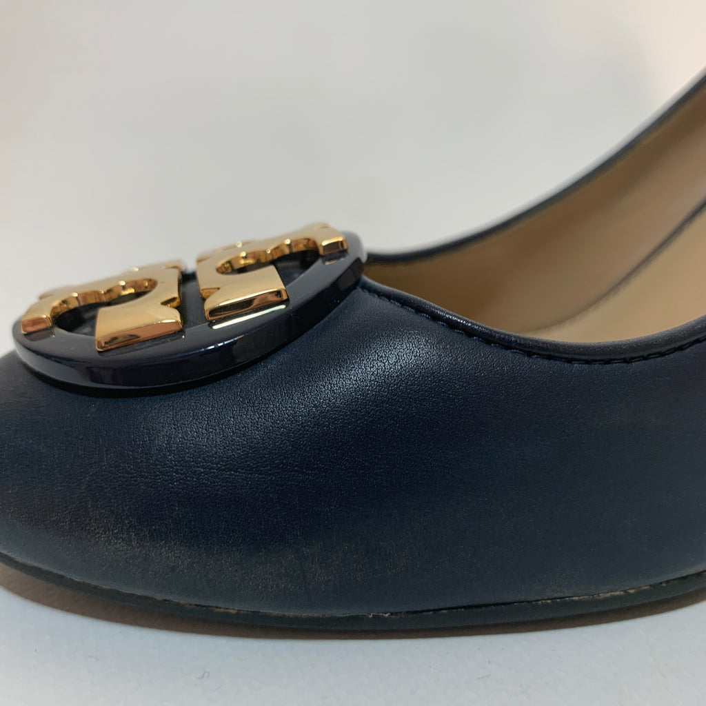 Tory Burch Navy Leather ' Claire' Block Heels | Gently Used | | Secret ...