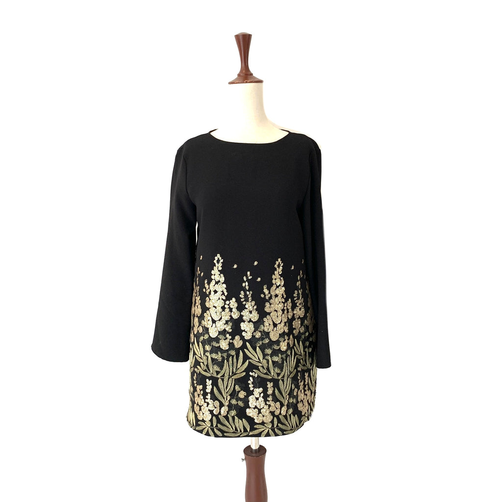 ZARA Black with Gold Embroidery Sequined Tunic | Gently Used |