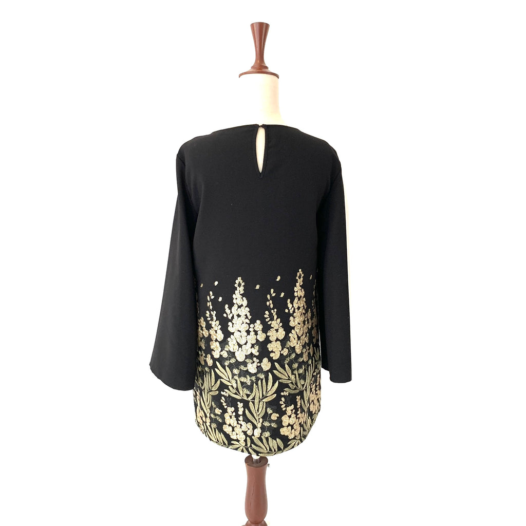 ZARA Black with Gold Embroidery Sequined Tunic | Gently Used |