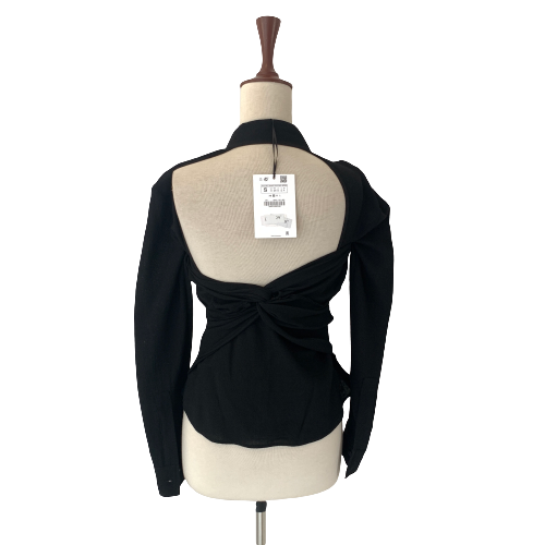 ZARA Black Low-back Collared Shirt Brand New Secret Stash