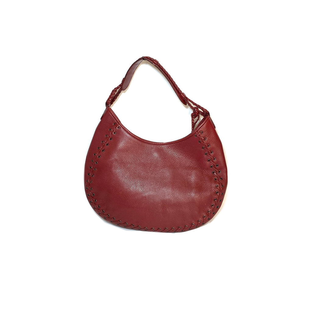 Christian Dior Vintage Maroon Leather Saddle Hobo Bag | Pre Loved |