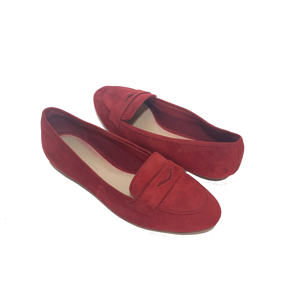 Charles and Keith Red Suede Moccasin Loafers | Pre Loved |