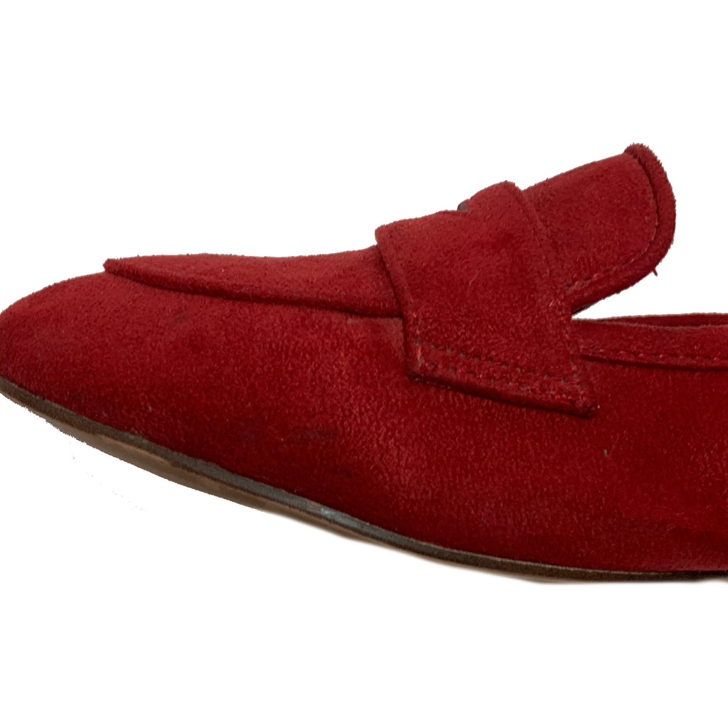 Charles and Keith Red Suede Moccasin Loafers | Pre Loved |