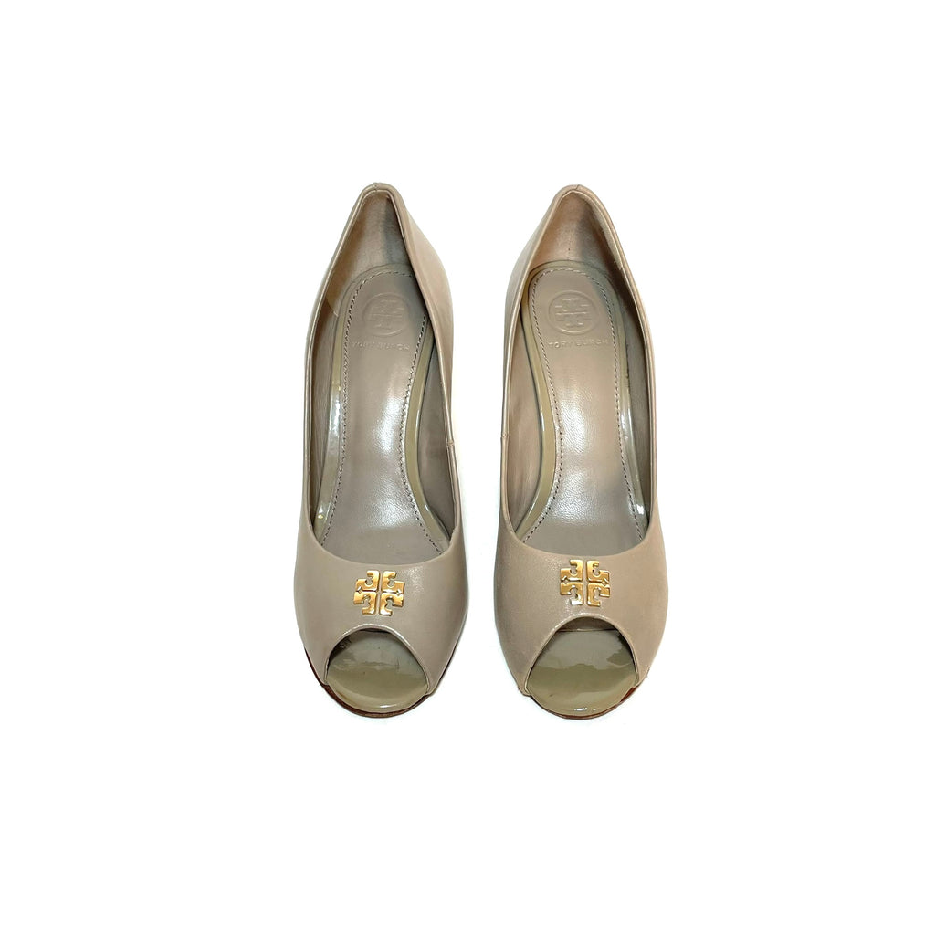 Tory Burch Grey 'Jolie' Peep-toe Wedges | Pre Loved |
