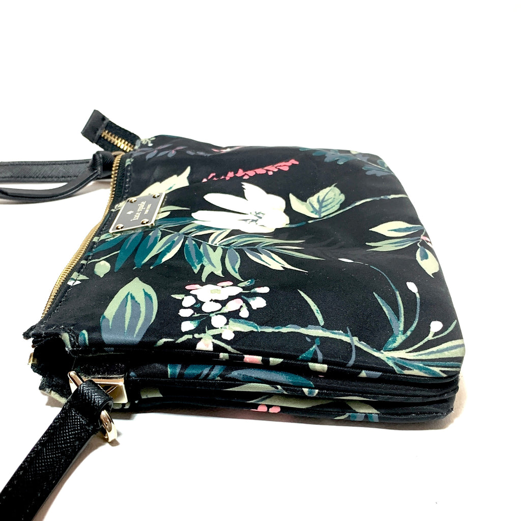 Kate Spade Black Floral Print Nylon Crossbody Bag | Gently Used |