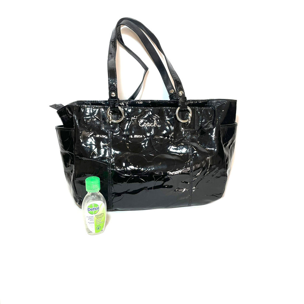 Coach Black Patent Leather Monogram Shoulder Bag | Pre Loved |