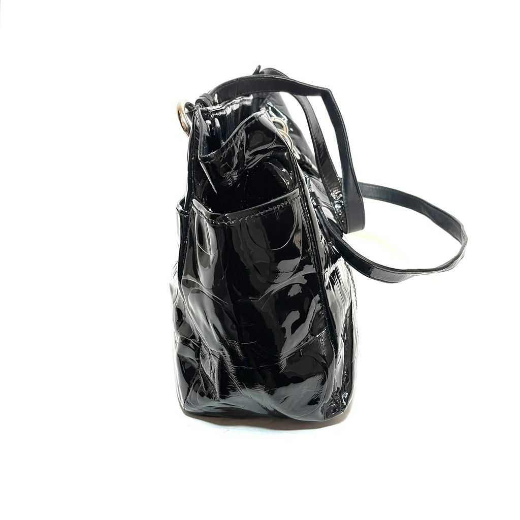 Coach Black Patent Leather Monogram Shoulder Bag | Pre Loved |