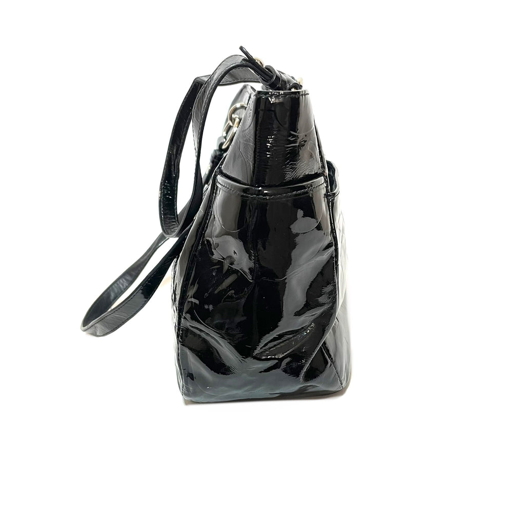 Coach Black Patent Leather Monogram Shoulder Bag | Pre Loved |