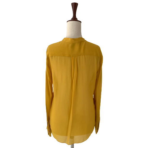 BCBG MAXAZARIA Mustard Sheer Collared Shirt | Gently Used |