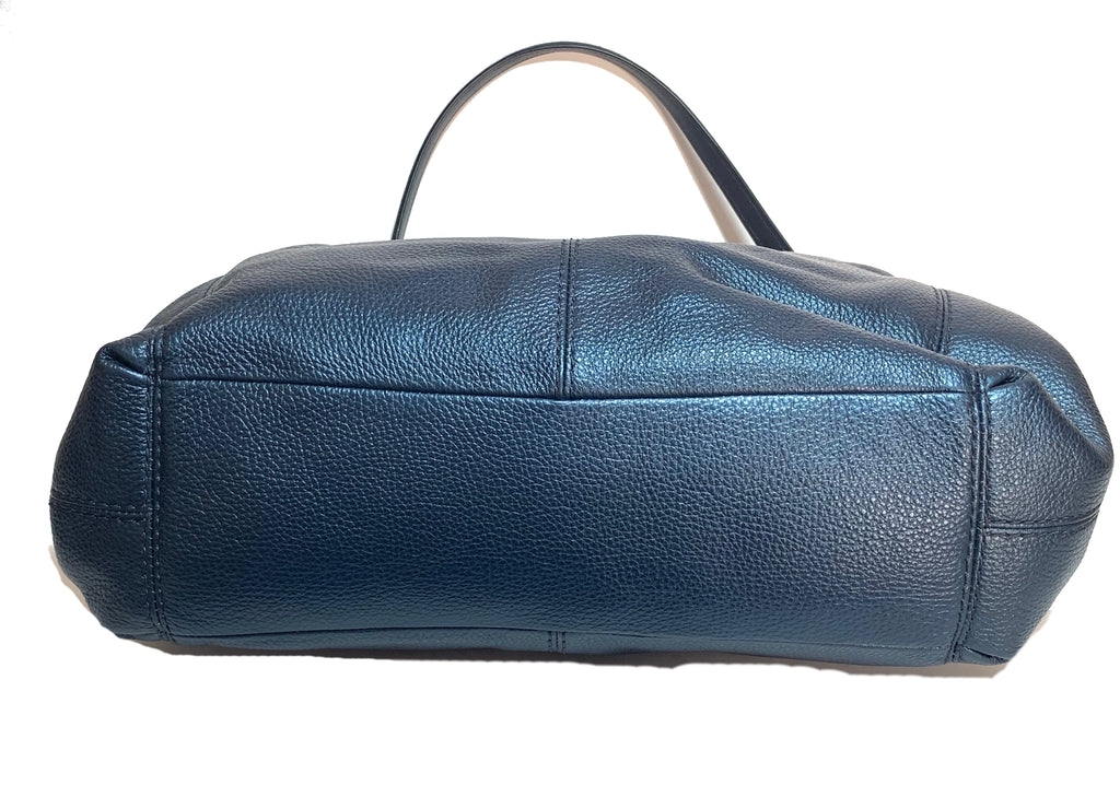 Coach Metallic Blue Leather Shoulder Bag | Like New |