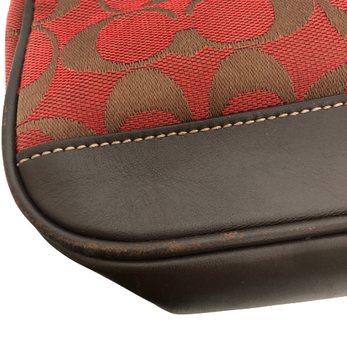Coach Brown and Red Monogram Mini Bag | Pre Loved |