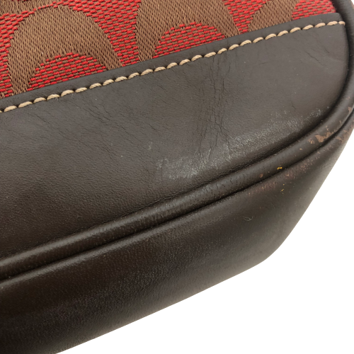 Coach Brown and Red Monogram Mini Bag | Pre Loved |