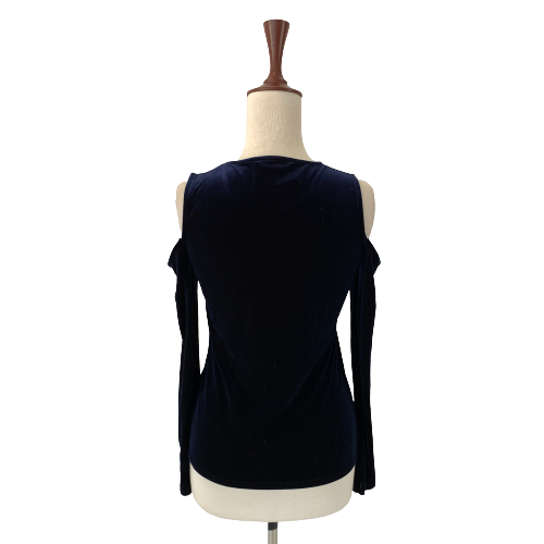 Dorothy Perkins Blue Velvet Cold Shoulder Top | Brand New |