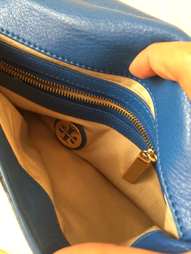 Tory Burch 'REVA' Blue Leather Cross Body Bag | Gently Used | - Secret Stash