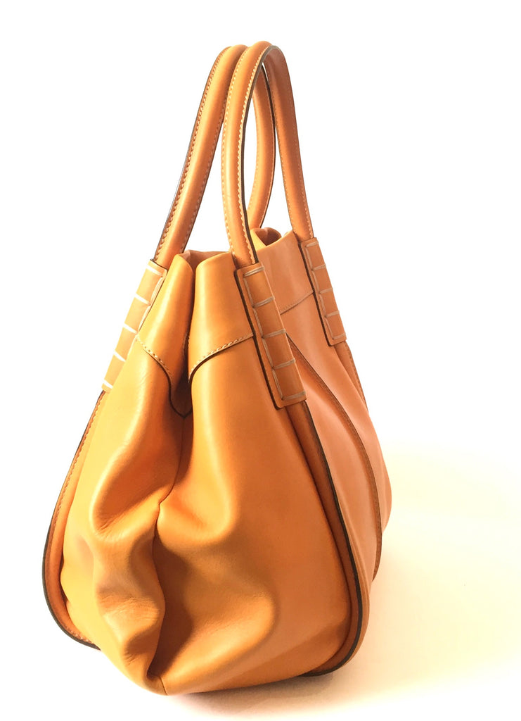 TOD's 'SHADE' Orange Leather Tote Bag | Gently Used |