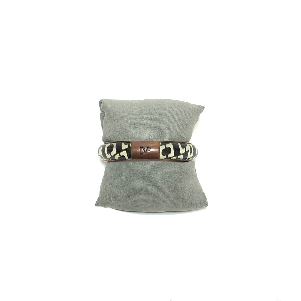 Diane Von Furstenberg Black & White Printed Bangle | Pre Loved |