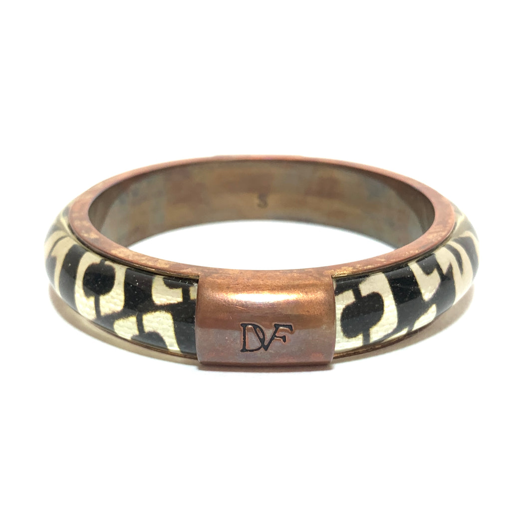 Diane Von Furstenberg Black & White Printed Bangle | Pre Loved |