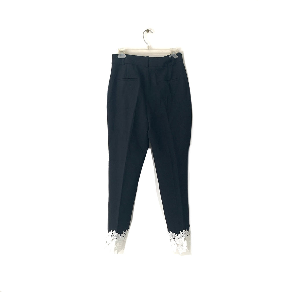 ZARA Black Pants with White Lace Trim | Brand New |