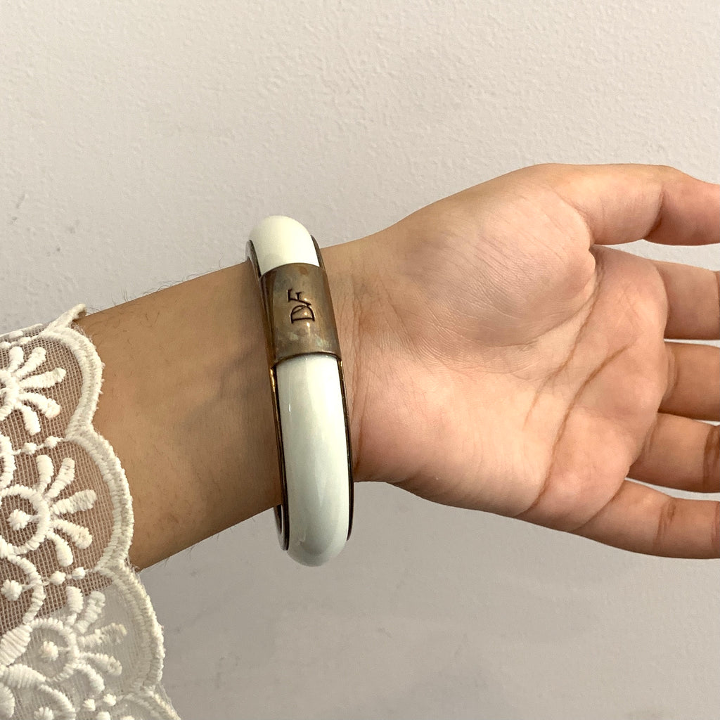 Diane Von Furstenberg White Bangle | Pre Loved |