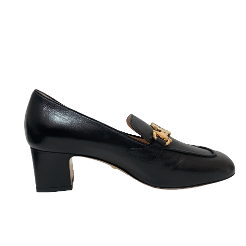 Gucci Black Leather 'Zumi' Block-heel Loafers | Like New |