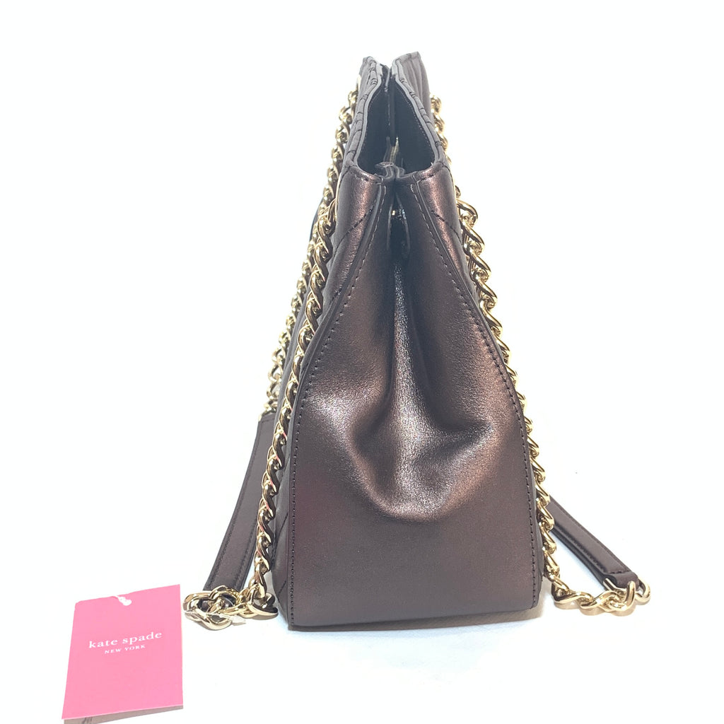 Kate Spade 'Briar Lane' Metallic Quilted Leather Shoulder Bag | Brand New |