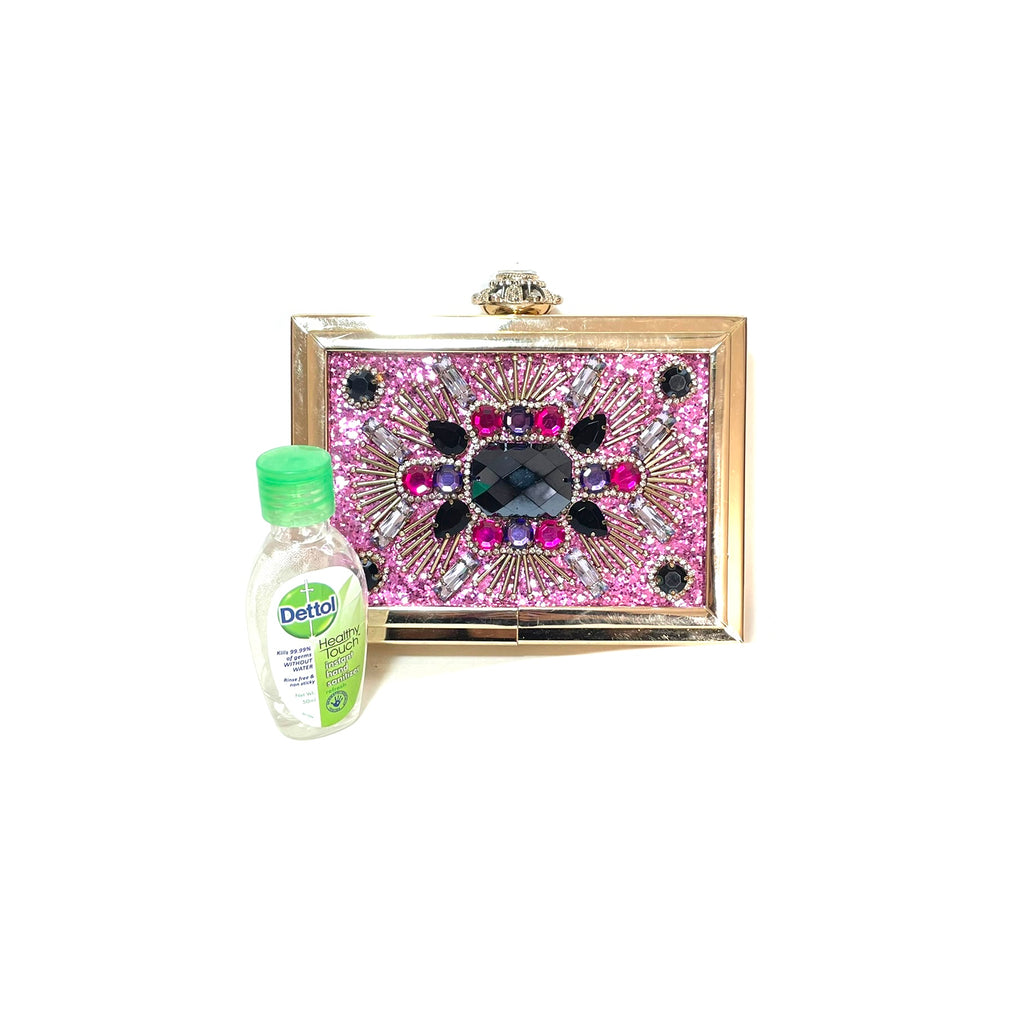 ALDO Gold Rhinestones Box Clutch | Pre Loved |
