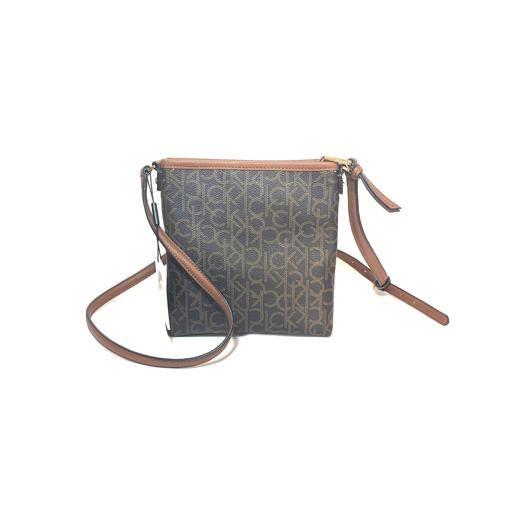Calvin Klein Brown Monogram Crossbody Bag | Brand New |