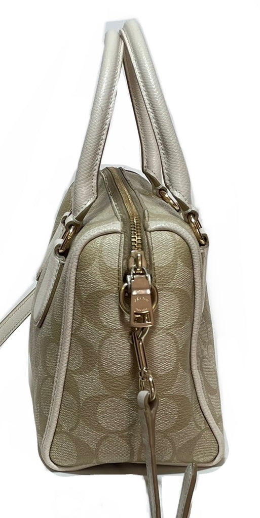 Coach Beige Signature Coated Canvas Small Satchel | Gently Used |