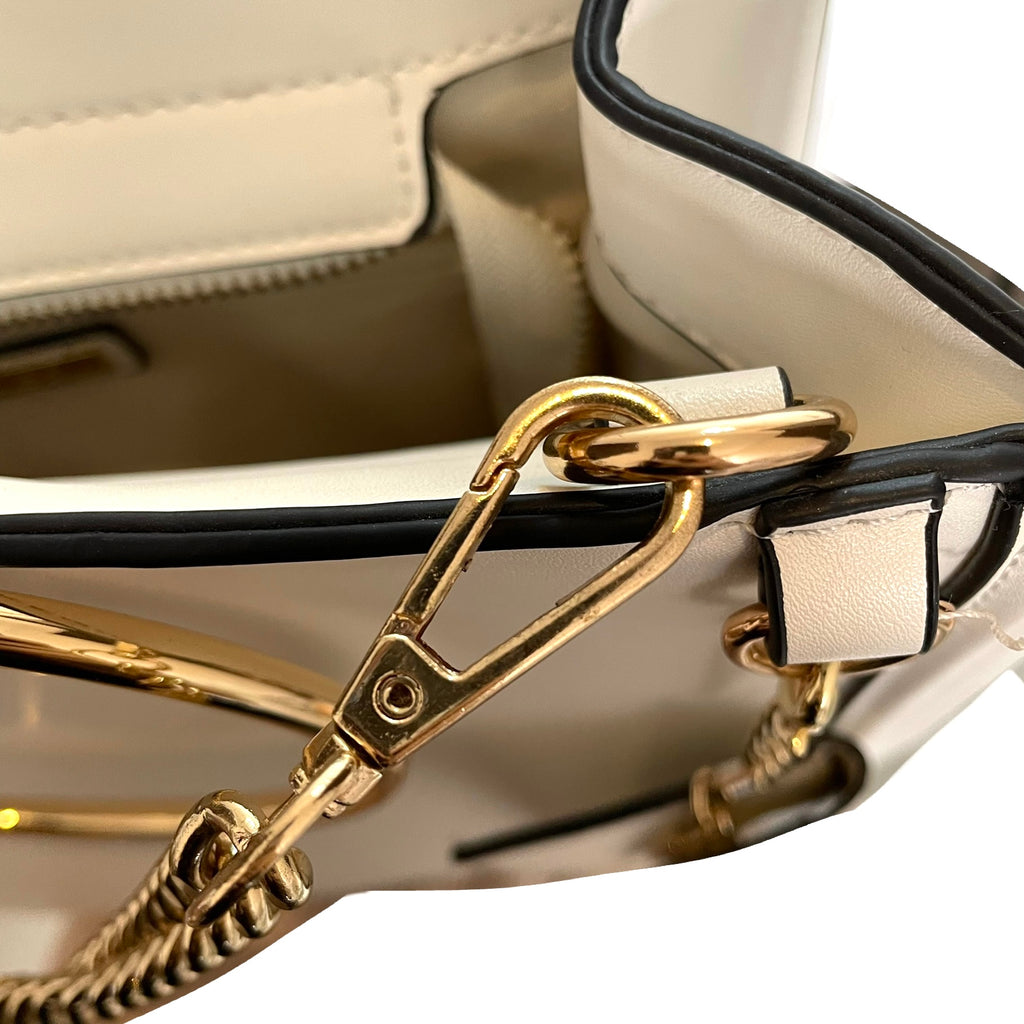 ALDO White & Gold Tote Bag | Gently Used |
