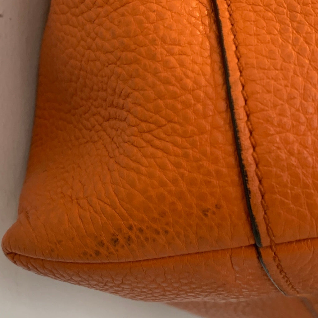 Prada Orange Pebbled Leather Front-zip Convertible Tote | Pre Loved |